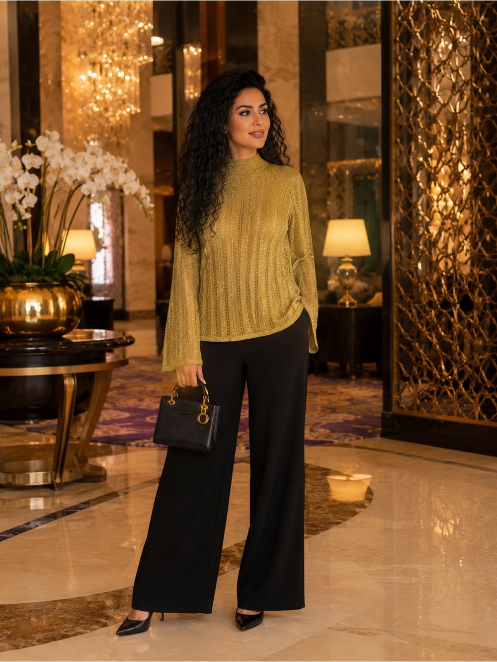 Marks & Spencer Per Una NWT Gold Metallic Knit Mock Neck Sweater – Size S